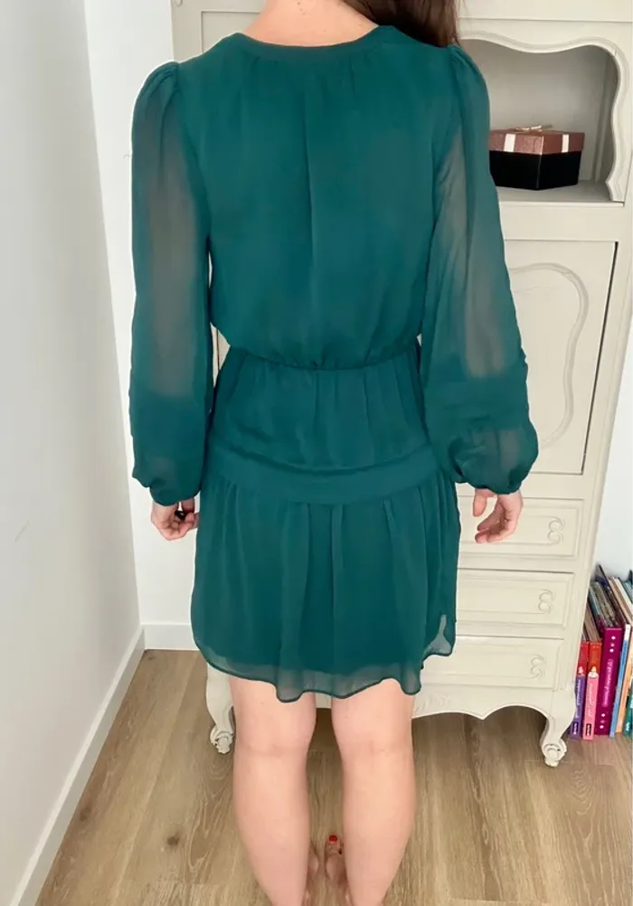 Robe Naf Naf en mousseline – Décolleté V, manches longues - photo numéro 4