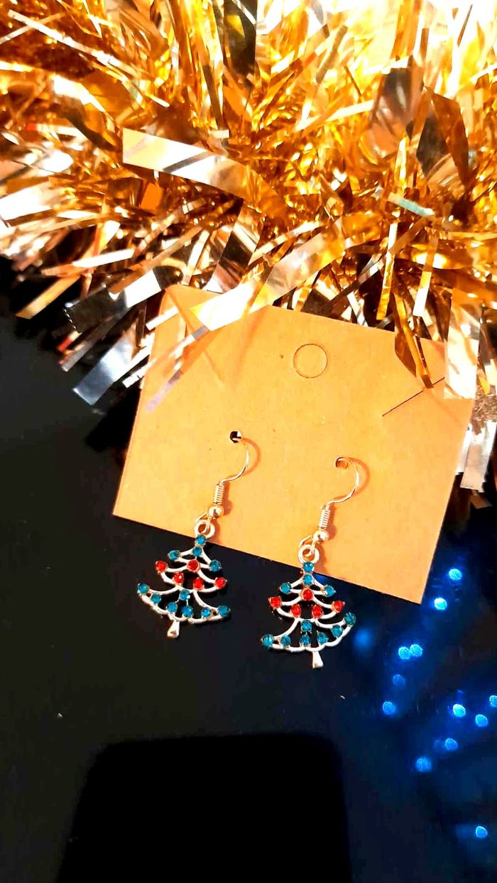 Bijoux Noël | Boucles d’Oreilles Sapins de Noël – Neuf - photo numéro 2