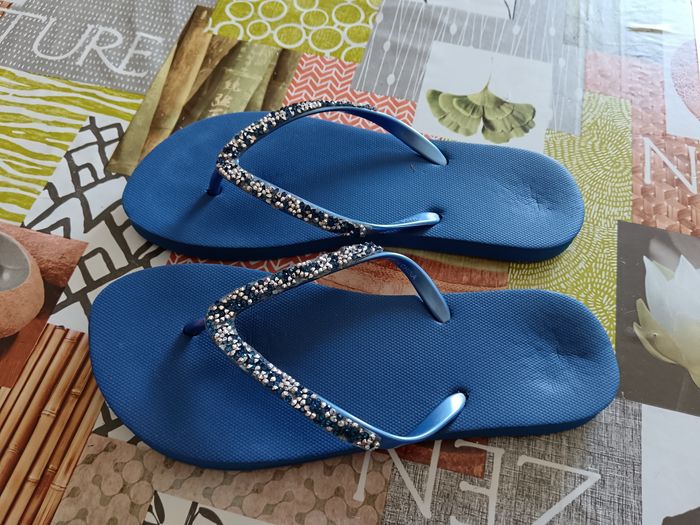 Claquettes bleu à strass 39 - photo numéro 2