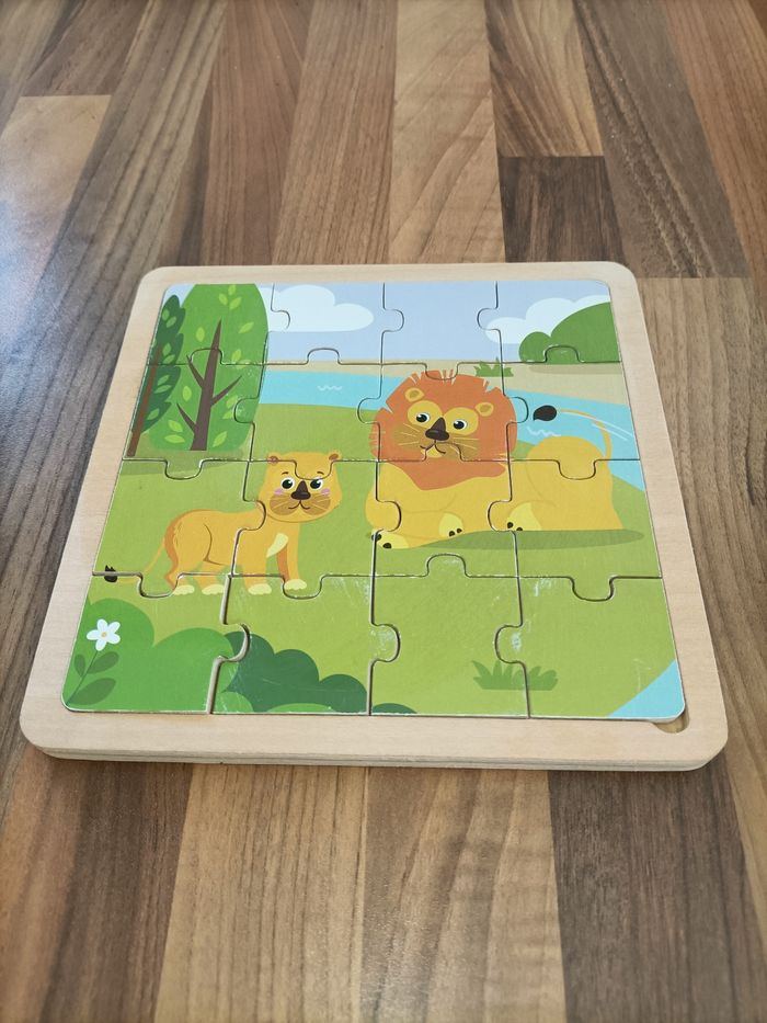 Puzzle bois bébé lion et son lionceau 🦁 - photo numéro 2
