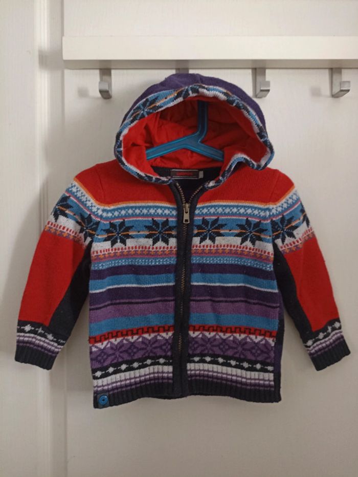 Gilet zip flocons laine catimini 2 ans