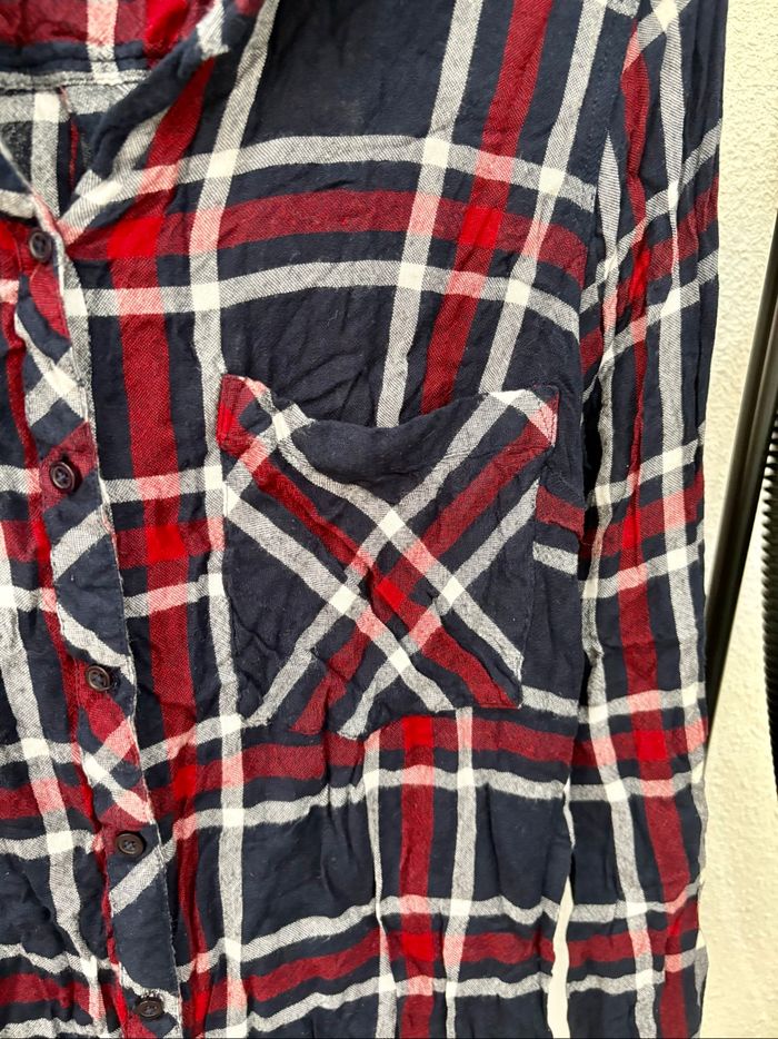 Chemise à carreaux bleue, blanc et rouge en viscose Camaïeu - Taille 42 - photo numéro 3