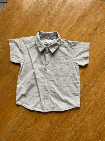 Chemise beige à manches courtes et imprimé carreaux taille 4 - 6 mois 