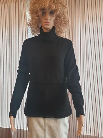Pull col roulé noir Matin Blanc taille 3 (38/40)