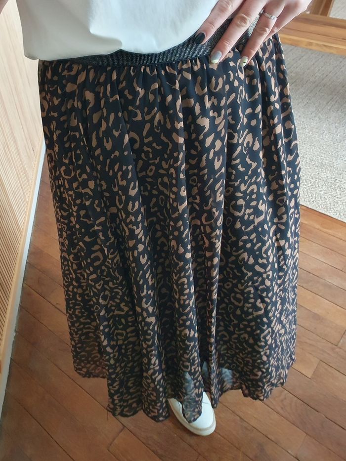 Jupe longue plissée Vienne léopard Taille S/M - photo numéro 4