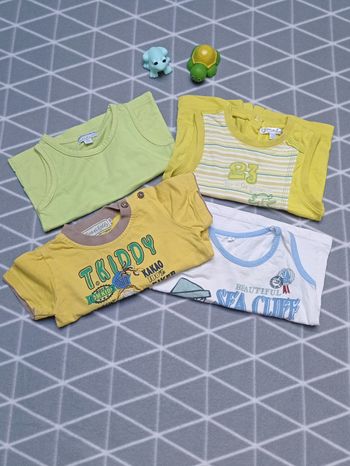🦁lot 3 débardeurs et 1 t-shirt, 12 mois