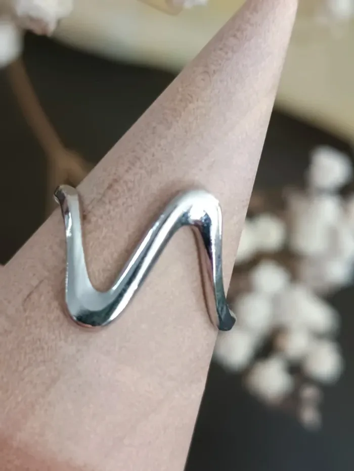 Bague acier inoxydable argent ajustable - photo numéro 2