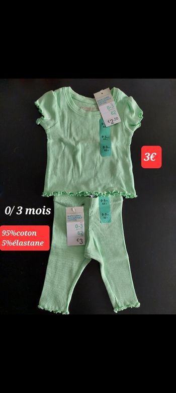 Ensemble vert fille 0/3 mois 
