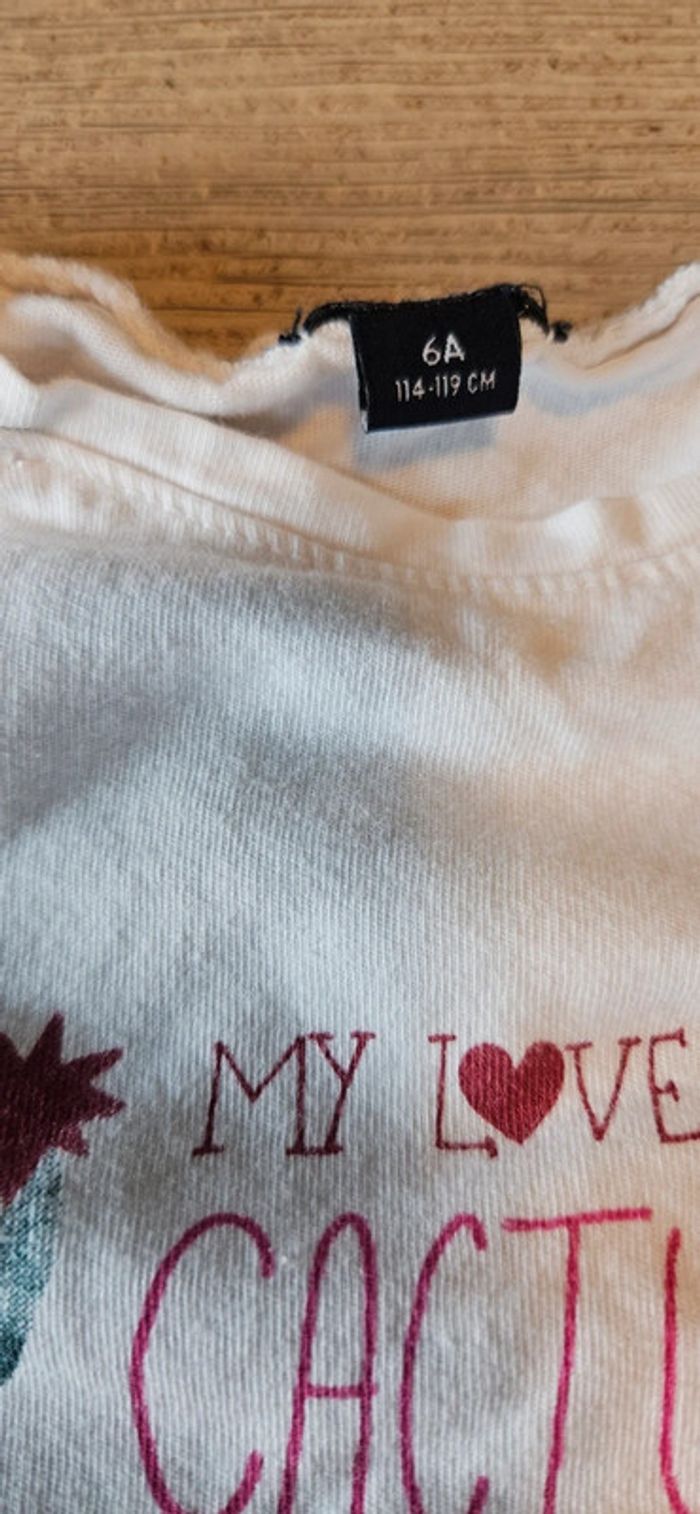 T shirt blanc à manches longues, avec dessin de cactus, Kiabi, 6 ans - photo numéro 4