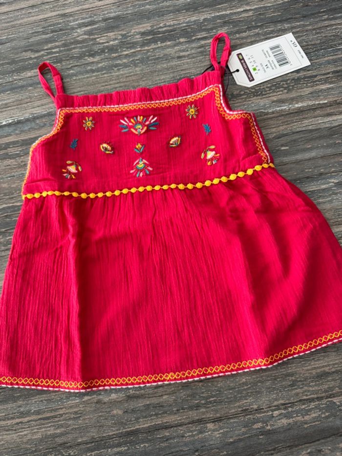 Magnifique petite blouse fille sergent major 3 ans fushia broderies neuve avec étiquette