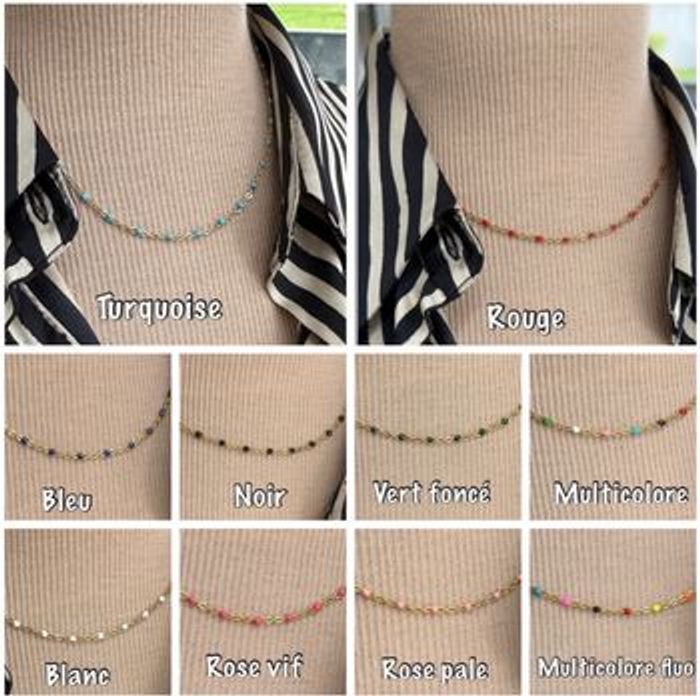 Collier perles résine email or acier - Ateliersdisa collection - photo numéro 3