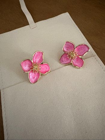 Boucles d’oreilles fleur rose et doré Zara