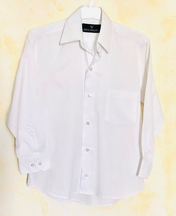 Chemise blanche à rayures fines de tissu John Holden garçon T8 (10 ans)
