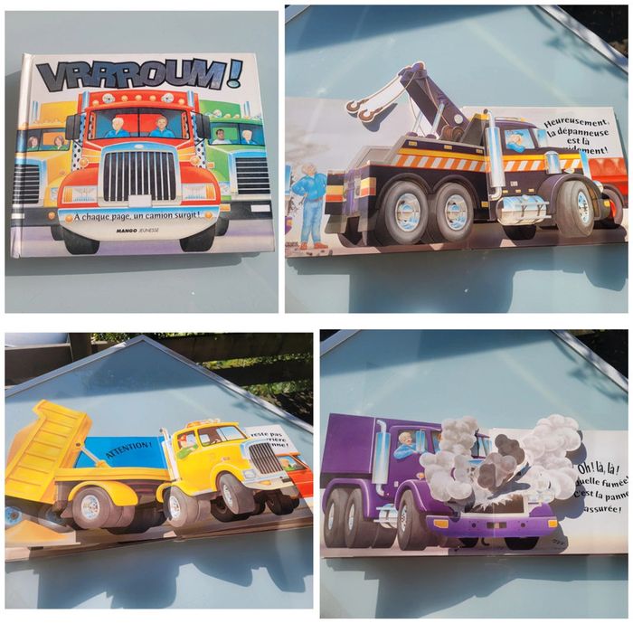 Superbe livre Pop-up Vrrroum! Mango jeunesse, À chaque page, un camion surgit! 62