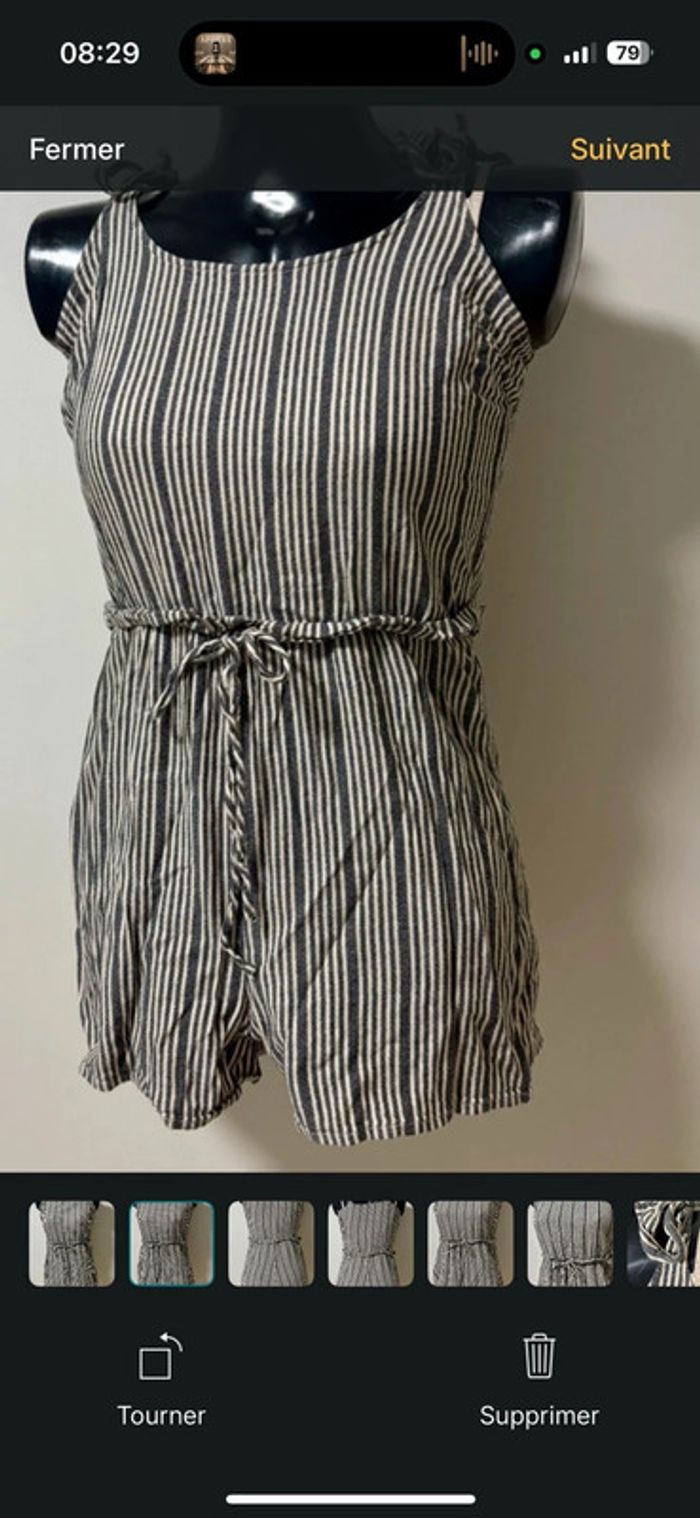 Combishort à rayures noir & beige - Primark - Taille 36 - photo numéro 5