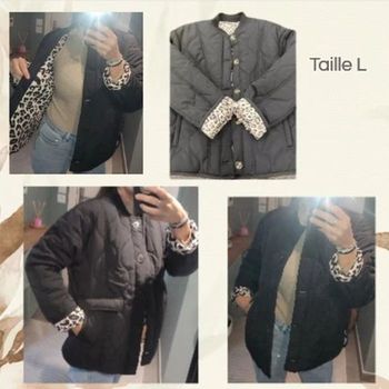 🌸Magnifique veste matelassée noir léopard Taille L