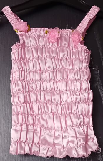Petit haut à bretelles/bustier tout en smocks et satin enfant Rose Roméo 