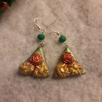 Boucles d'oreilles pendante pâte polymere multicolore