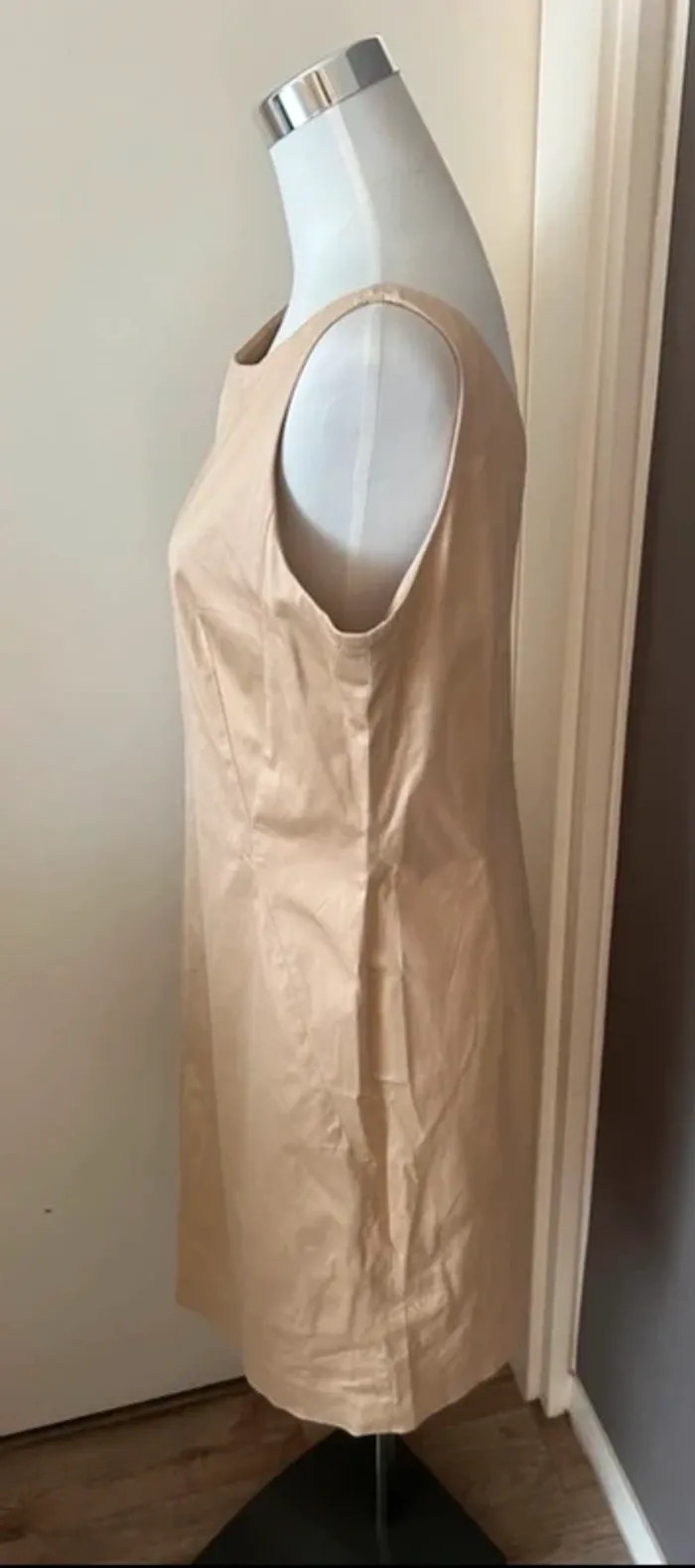 Cyrillus robe coton été beige crème sans manche femme taille 44 - photo numéro 4