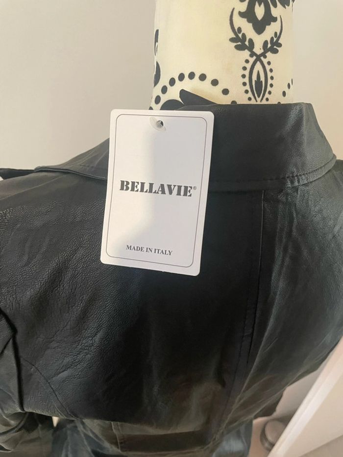 Veste blazer à manches longues noir en similicuir neuf Bellavie taille S - photo numéro 6