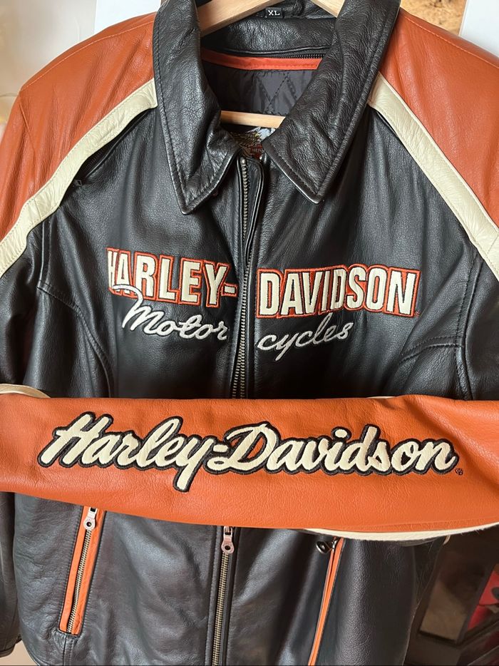 Veste moto Harley Davidson femme noir/camel – T.XL – cuir TBE 🏍️ - photo numéro 5