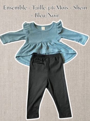 Ensemble - Taille 3-6 Mois - Shein - Bleu/Noir