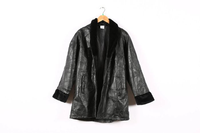 Adorable manteau vintage 80's en cuir motif patchwork (#240489) - photo numéro 11