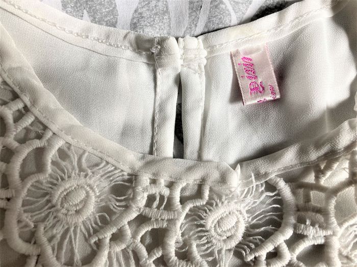 Blouse dentelle guipure sur voile blanc sans manches taille 38/40 - photo numéro 4