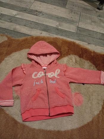 Gilet rose à capuche 6 mois fille