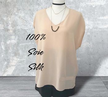 Superbe blouse pastel 100 % soie rose poudrée Les Petites