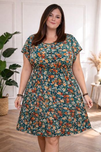 Robe champs de fleurs au crépuscule vert et multicolore Femme taille 54 marque Vero Moda 💍 
