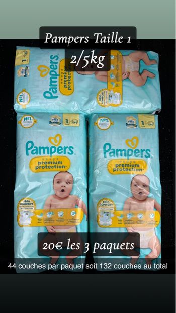 132 couches Pampers Premium Taille 1