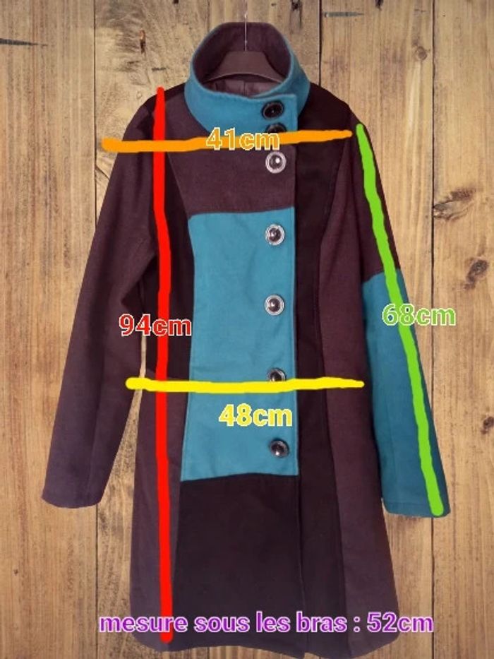 Manteau laine 3 couleurs - photo numéro 2