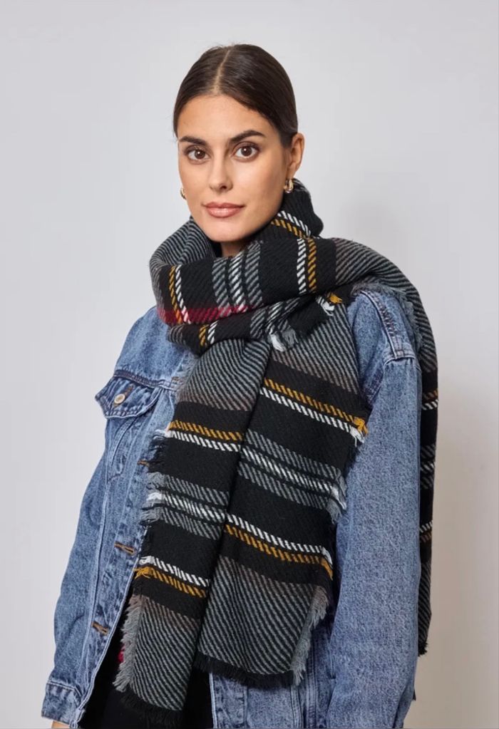 Écharpe tartan grise premium – Douce, chaude & élégante - photo numéro 2