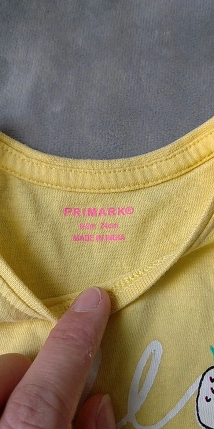 Tee shirt sans manche Fille 6/9 mois "Hello summer" ananas Primark 100% coton - photo numéro 8