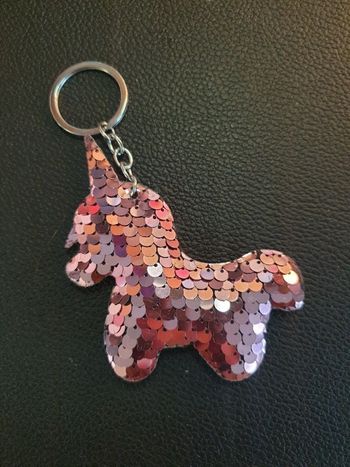 Porte-clés sequins Licorne rose clair