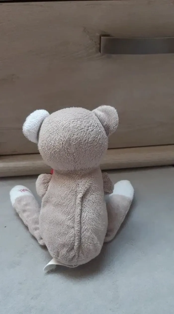 Doudou lapin gris "musti" (mustela) en parfait état - photo numéro 2