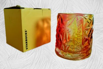 Starbucks - Verre relief 3D rose irisé doré - 300ml - Neuf