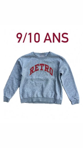Sweat gris et rouge fille 9-10 ans