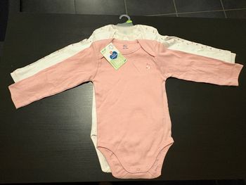 Lot de 3 bodies « fleurs » Manches longues Mots d’enfants Taille 24 mois.