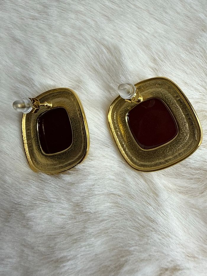 Boucles d’oreilles vintage - bordeaux - photo numéro 2