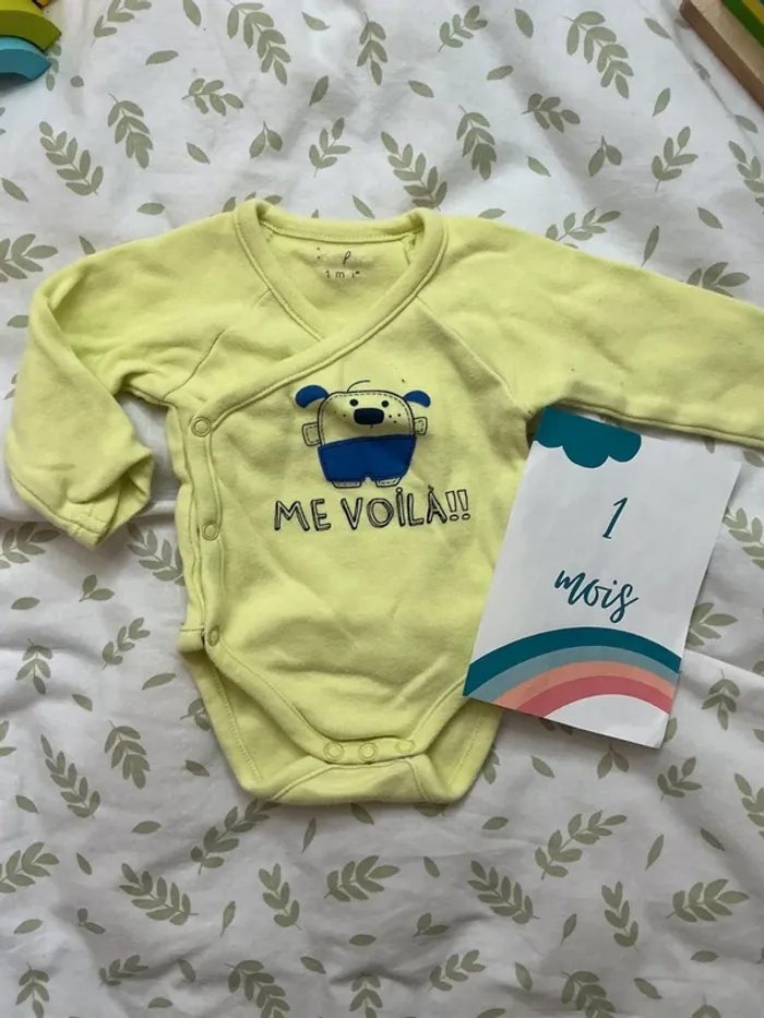 body manches longues vert ouverture devant kimbaloo 1 mois - photo numéro 2