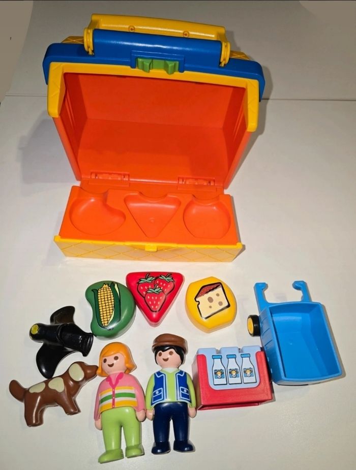 123 playmobil étal de marché/ boîte à formes 9123 complète - photo numéro 2