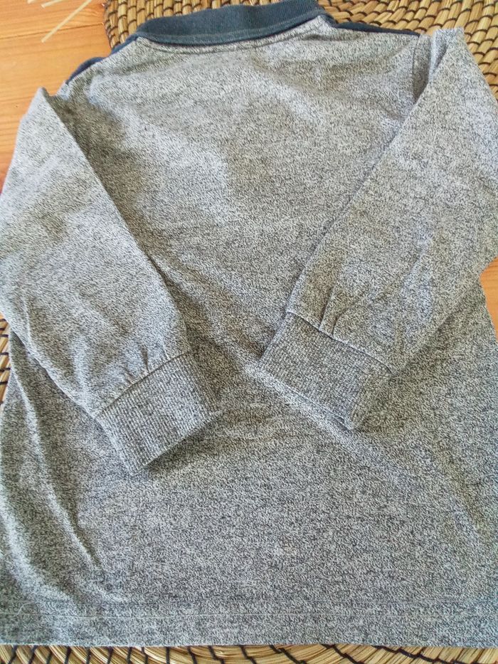 Polo manches longues tons bleu, gris et vert TAO taille 4 ans - photo numéro 6