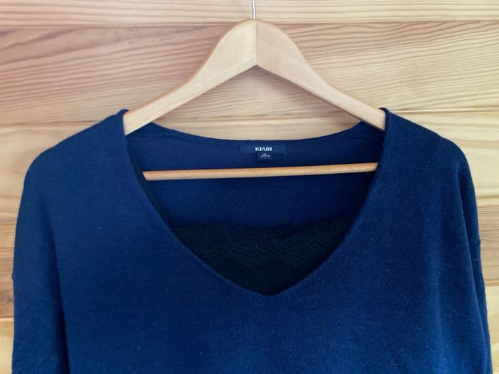 Pull femme à dentelle bleu marine - photo numéro 2