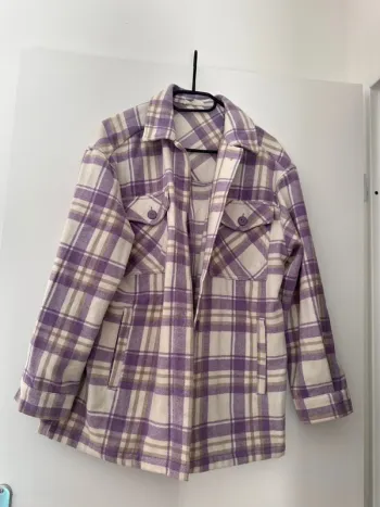 Veste chemise à carreaux violet Cache Cache