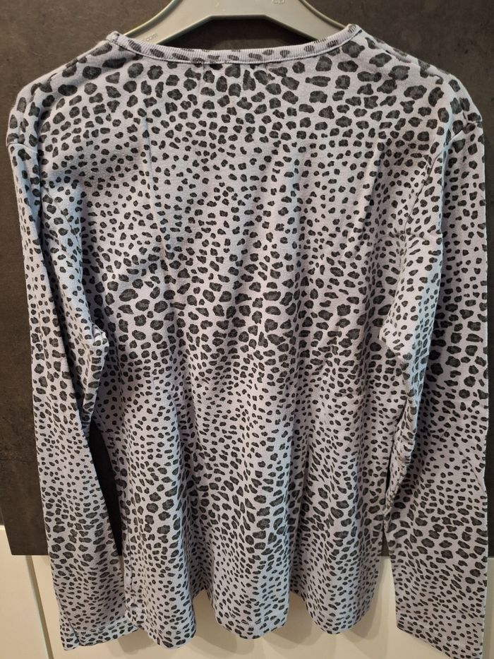 T-shirt manches longues léopard bleu - photo numéro 2