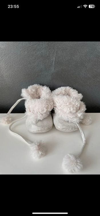 Chausson bébé fille blanc argenté