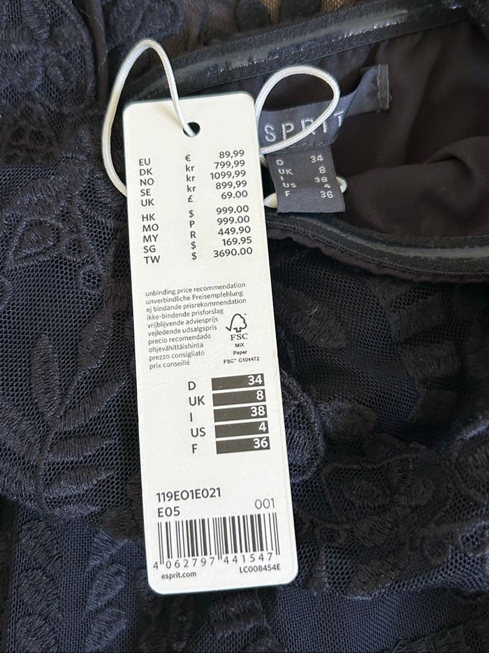Robe noire neuve avec dentelle Esprit taille française 36 (valeur 90€) - photo numéro 9