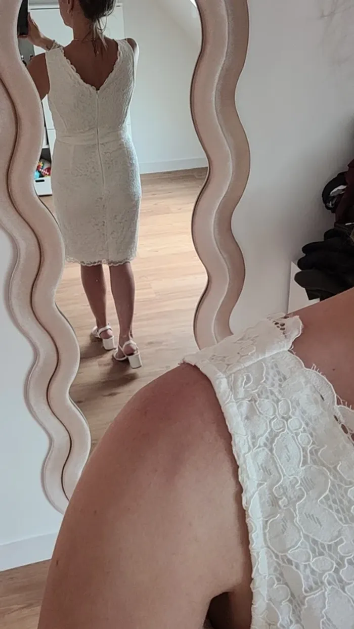Robe esprit blanche crème en dentelle - photo numéro 4